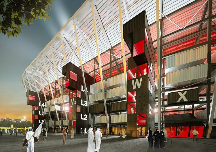 Estádio desmontável de contêineres é o mais novo projeto para a Copa do Mundo de 2022 no Qatar, Cortesia do Comitê de Execução e Legado
